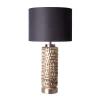 Lastdeco Lampe De Table En Acier, Verre Et Lin En Noir Et Or 42x42x79 16