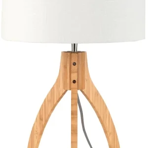 Good & Mojo Lampe De Table En Bambou Abat-jour En Lin Blanc, H. 54cm 16