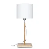 Good & Mojo Lampe De Table En Bambou Abat-jour En Lin Blanc, H. 59cm 16