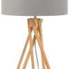 Good & Mojo Lampe De Table En Bambou Abat-jour En Lin Gris Clair, H. 59cm 8