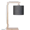 Good & Mojo Lampe De Table En Bambou Abat-jour En Lin Gris Foncé, H. 47cm 8