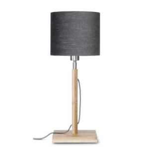 Good & Mojo Lampe De Table En Bambou Abat-jour En Lin Vert Forêt, H. 59cm 18