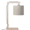 Good & Mojo Lampe De Table En Bambou Abat-jour En Lin Lin Foncé, H. 47cm 16