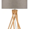 Good & Mojo Lampe De Table En Bambou Abat-jour En Lin Lin Foncé, H. 59cm 20