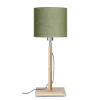 Good & Mojo Lampe De Table En Bambou Abat-jour En Lin Vert Forêt, H. 59cm 19