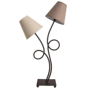 Keria Lampe De Table En Fabric Marron 14