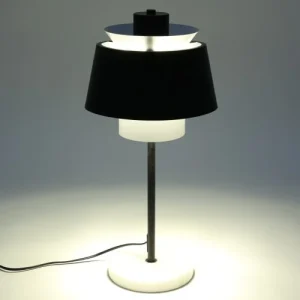 Zago Lampe De Table En Fer Noir Et Blanche Et Socle En Marbre 10