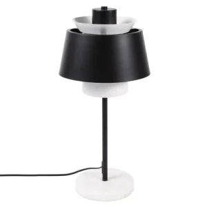 Zago Lampe De Table En Fer Noir Et Blanche Et Socle En Marbre 12