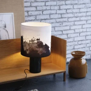 Dyberg Larsen Lampe De Table En Marbre Et Tissu, H 49 Cm D 30 Cm 8