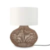 Good & Mojo Lampe De Table En Rotin Abat-jour En Lin Naturel/blanc, H. 48cm 22