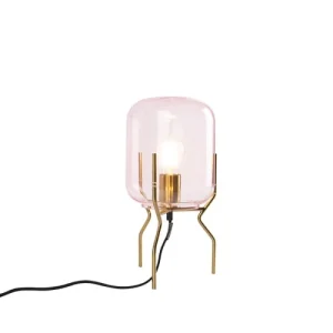 QAZQA Lampe De Table En Verre Rose 10