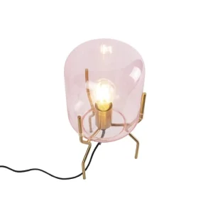 QAZQA Lampe De Table En Verre Rose 12