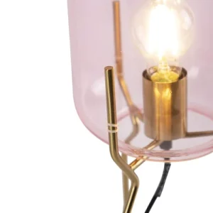 QAZQA Lampe De Table En Verre Rose 18