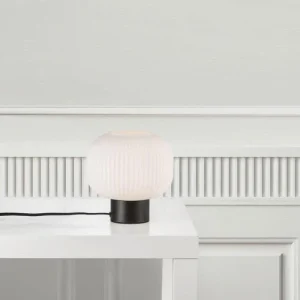 Nordlux Lampe De Table Noire Avec élégant Abat-jour En Verre Opale 7