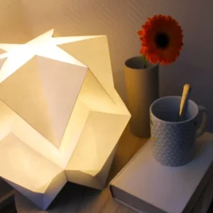 Tedzukuri Atelier Lampe De Table Origami Bicolore En Papier Taille M 18