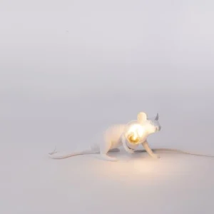 Seletti Lampe De Table Souris Couchée Résine Blanc 13