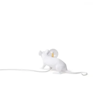 Seletti Lampe De Table Souris Couchée Résine Blanc 15