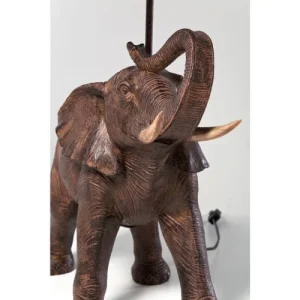 Kare Design Lampe éléphant En Polyrésine Marron Et Abat-jour En Lin 11