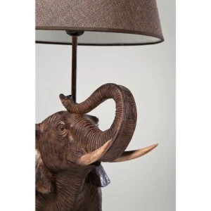 Kare Design Lampe éléphant En Polyrésine Marron Et Abat-jour En Lin 13