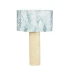 Maisons Du Monde Lampe En Bois D’ailante Abat-jour En Coton Imprimé Feuillage Bleu 20