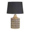 Maisons Du Monde Lampe En Bois De Manguier Gravé Et Abat-jour En Coton Noir H75 20