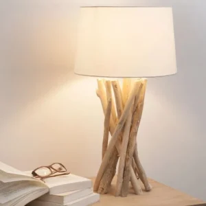 Maisons Du Monde Lampe En Bois Flotté Et Abat-jour En Coton H 55 Cm NIRVANA 10