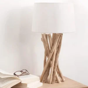 Maisons Du Monde Lampe En Bois Flotté Et Abat-jour En Coton H 55 Cm NIRVANA 12