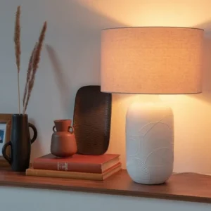 Maisons Du Monde Lampe En Céramique Blanche Et Abat-jour En Coton Recyclé écru 7