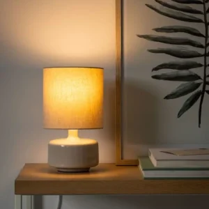 Maisons Du Monde Lampe En Céramique Gris Nuage Et Abat-jour En Coton écru 12