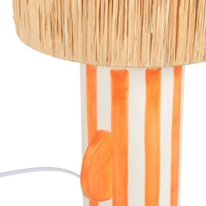 Maisons Du Monde Lampe En Céramique Orange Et Blanche Avec Abat-jour En Raphia 7