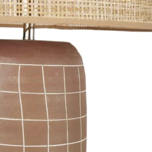 Maisons Du Monde Lampe En Céramique Terracota Quadrillée Et Abat-jour En Rabanne 9