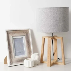 Maisons Du Monde Lampe En Hévéa Avec Abat-jour Gris 12