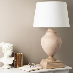 Maisons Du Monde Lampe En Manguier Et Abat-jour En Coton Blanc H 90 Cm MONTAIGNE 12