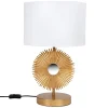 Maisons Du Monde Lampe En Métal Doré Soleil Sculpté Et Abat-jour Blanc En Coton Et Lin Recyclés 22