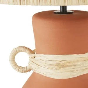 Maisons Du Monde Lampe En Terre Cuite Sculptée Et Abat-jour En Raphia Tressé 9