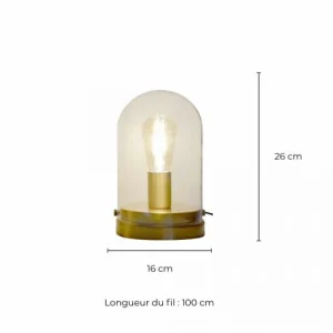 C-Création Lampe En Verre Transparent, Base En Métal Doré 12