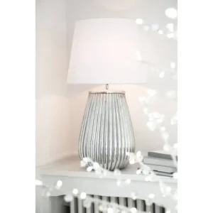 LANADECO Lampe Et Abat-jour Céramique Argent H82cm 9