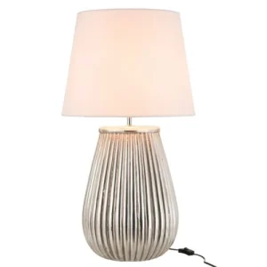 LANADECO Lampe Et Abat-jour Céramique Argent H82cm 15