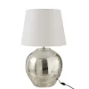 LANADECO Lampe Et Abat-jour Métal Argenté Tissu Blanc H73cm 20