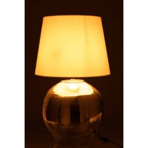 LANADECO Lampe Et Abat-jour Métal Argenté Tissu Blanc H73cm 11