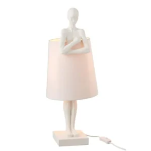 LANADECO Lampe Figurine Soutien Résine Blanche H58cm 9