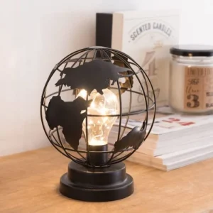 Maisons Du Monde Lampe Globe En Métal Noir Ajouré Avec Ampoule LED 7