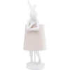 Kare Design Lampe Lapin En Polyrésine Blanche Et Abat-jour En Lin Rose H50 22