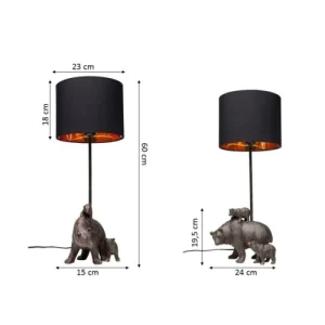 Kare Design Lampe Ours En Polyrésine Marron Et Abat-jour Noir 15