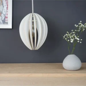 Gone’s Lampe Suspension Bois Et Béton Frêne Teinté Blanc Cordon Blanc 10