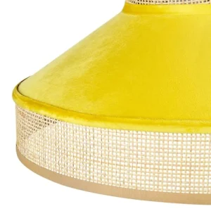 Beliani Lampe Suspension En Rotin Jaune Et Naturel 13