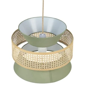 Beliani Lampe Suspension En Rotin Vert Et Naturel 11