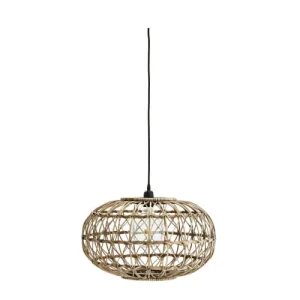 Madam Stoltz Lampe Suspension Ovale En Rotin 12