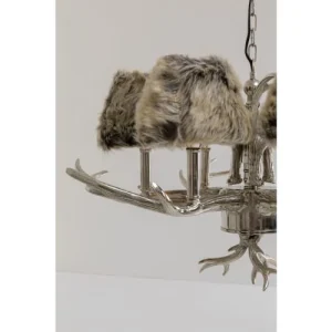 Kare Design Lustre Imitation Bois Cerf En Aluminium Et Fausse Fourrure 11