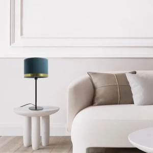 METROPOLIGHT – Lampe à Poser Velours Laiton Métal H40cm Bleu 6